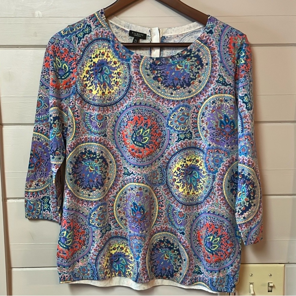 NWT Talbots Colorful Paisley Women's Top Size 1XP.